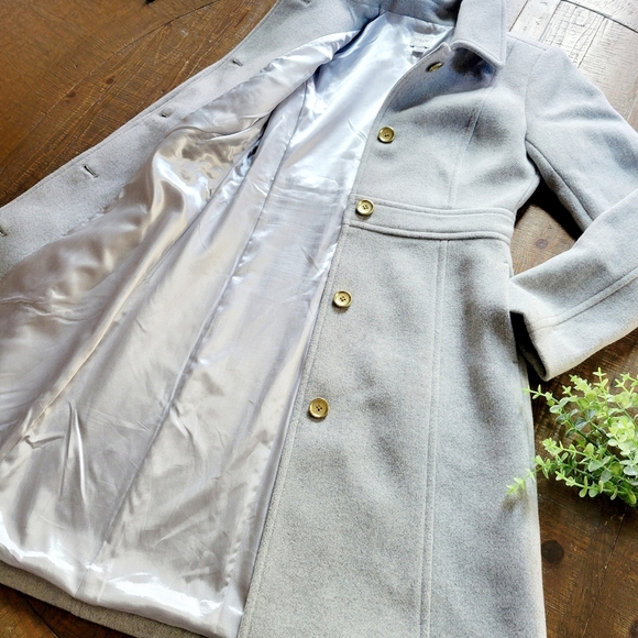 J. Crew Silver Gray Lady Day Coat Wool-blend Pea-coat Button Closure Jacket - Picture 10 of 12